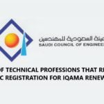List of Technical Professions That Require SCE Registration for Iqama Renewal