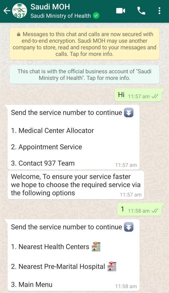 MOH WhatsApp service