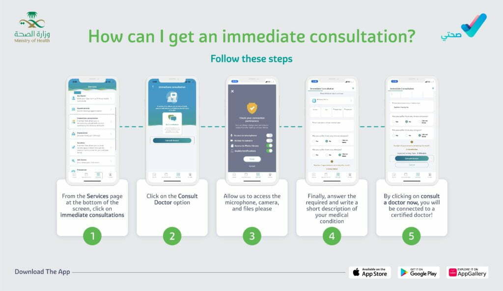 Sehhaty app's immediate consultation service