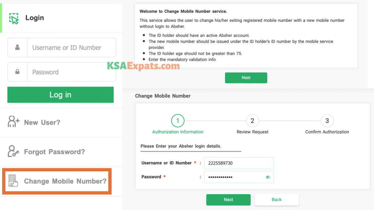 How to Change Your Absher Mobile Number Without Logging In - KSA Expats