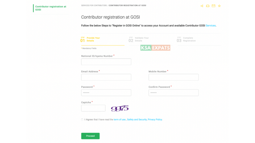 gosi registration, how to register in gosi in saudi arabia as a contributor
