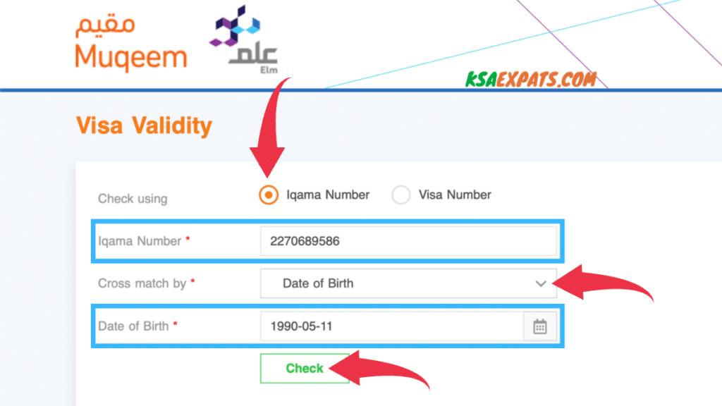 muqeem, visa validity service خدمة مقيم, muqeem.sa, exit re-entry visa check, Muqeem Portal