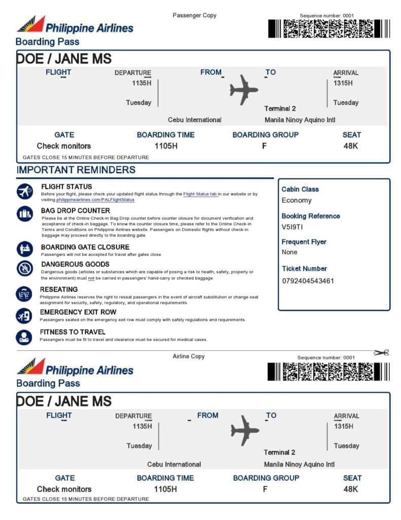 philippine airlines boarding pass online, 