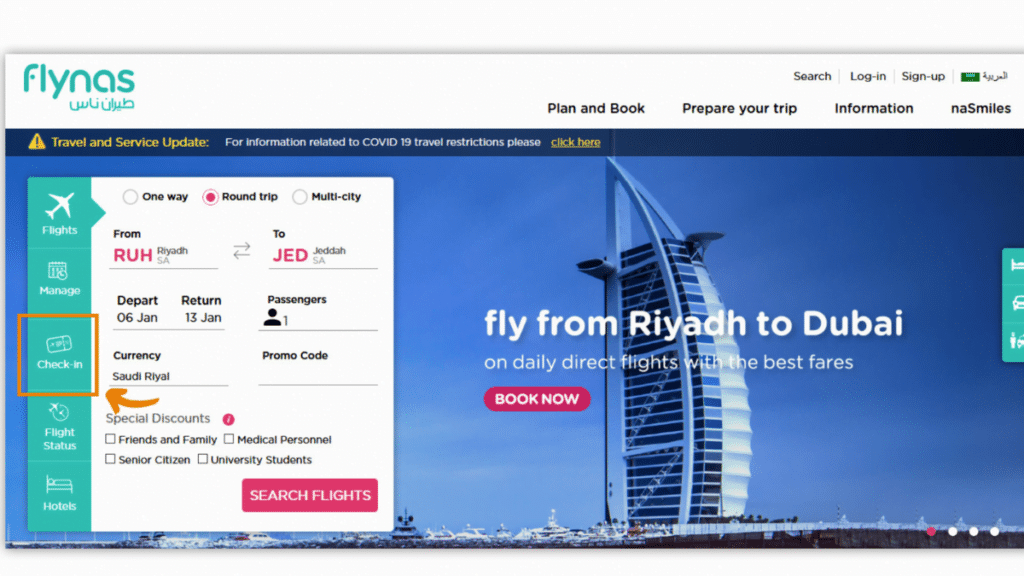 flynas check in, print boarding pass