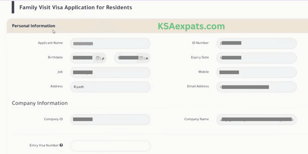 Family Visit Visa Application Form Saudi Arabia