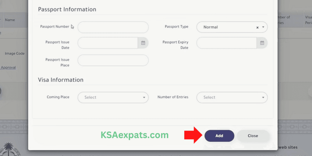 MOFA Visa Application, Add Applicants