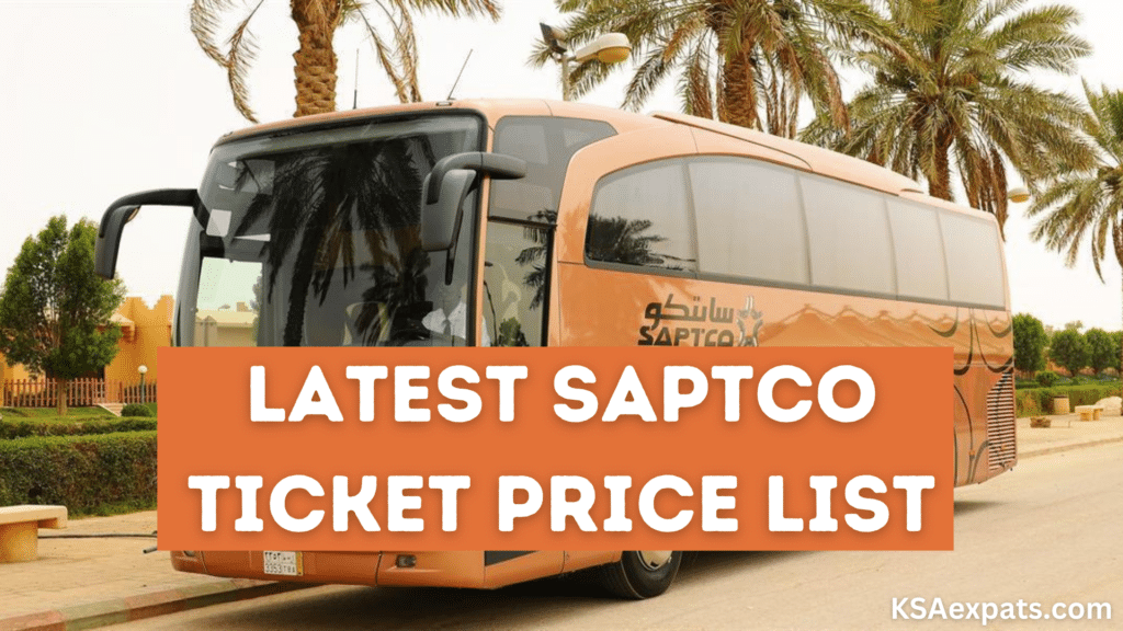 SAPTCO Ticket Price List November 2023