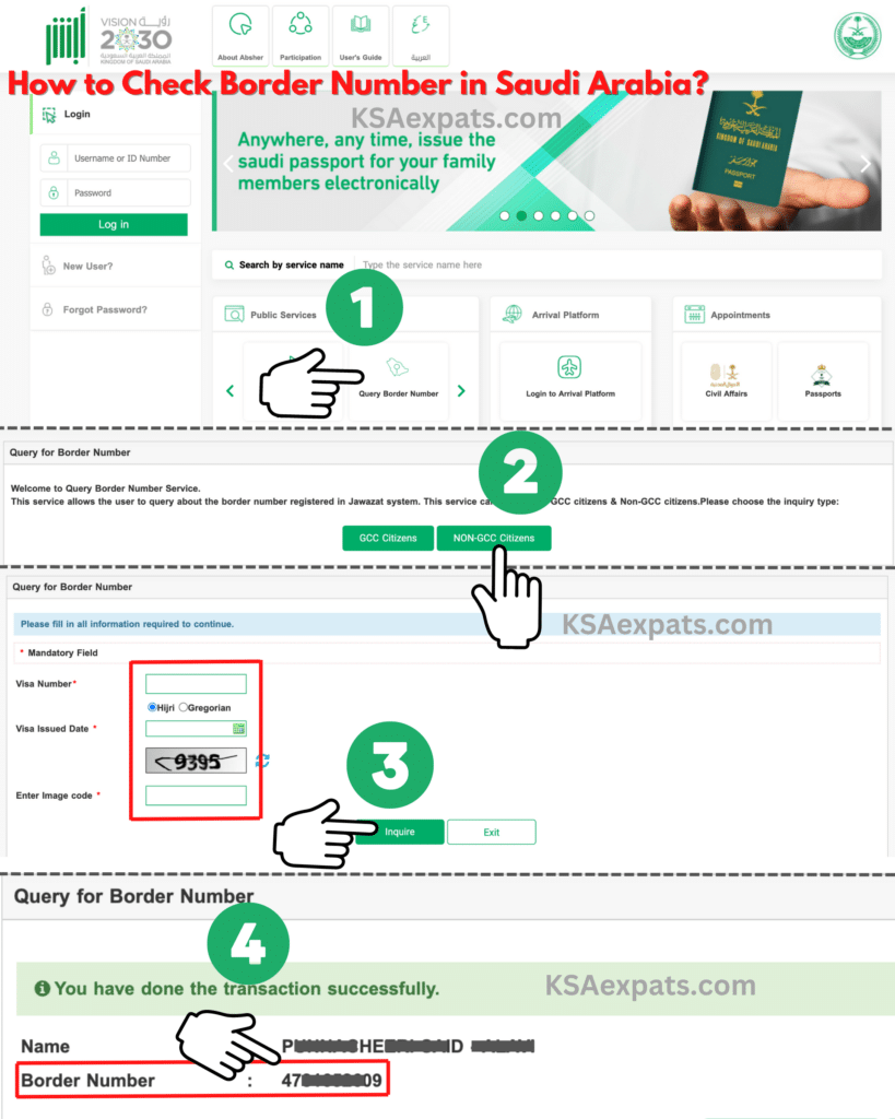 how to check border number in saudi arabia or how to get border number in ksa