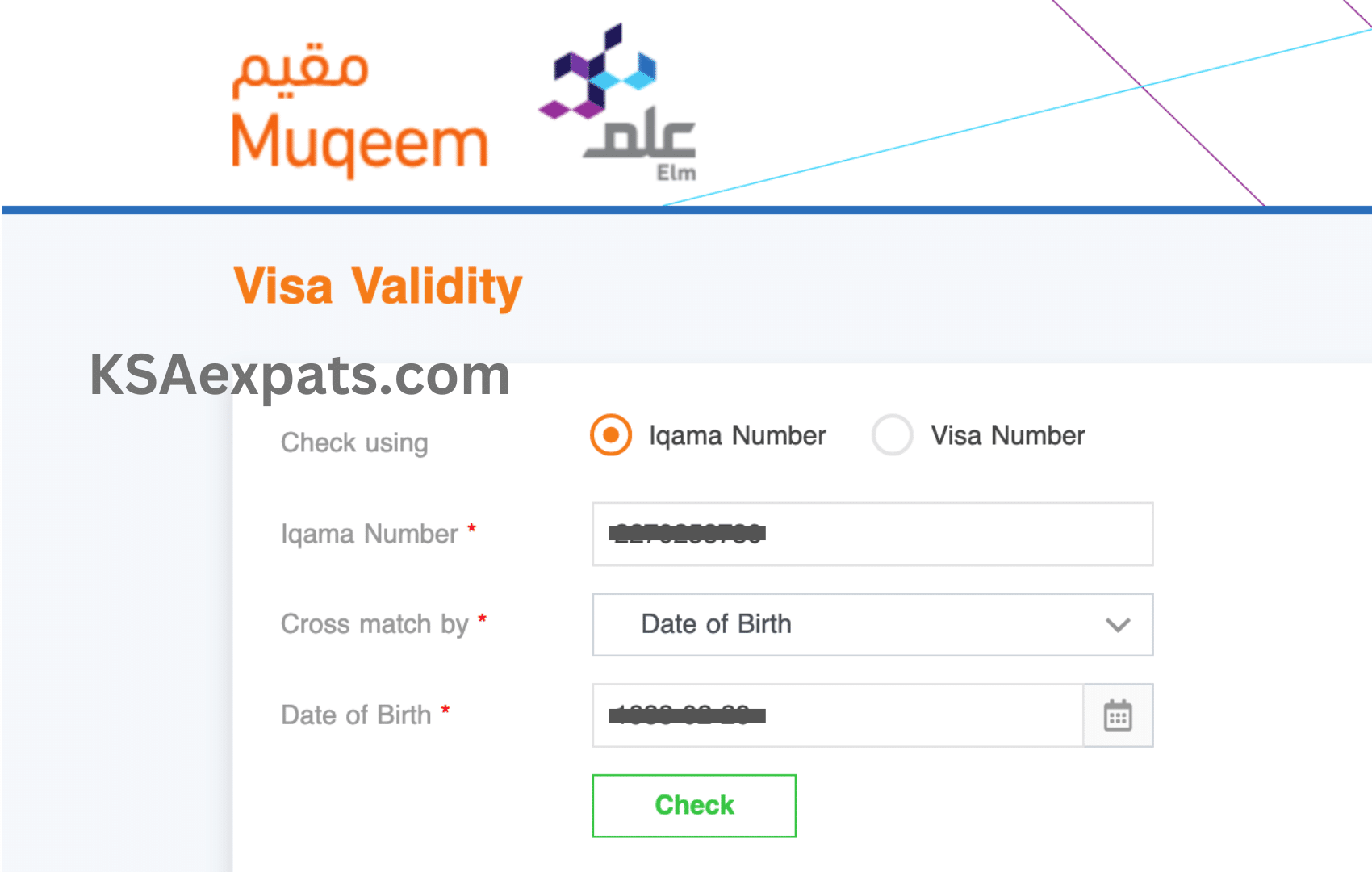 muqeem visit visa validity check ksa