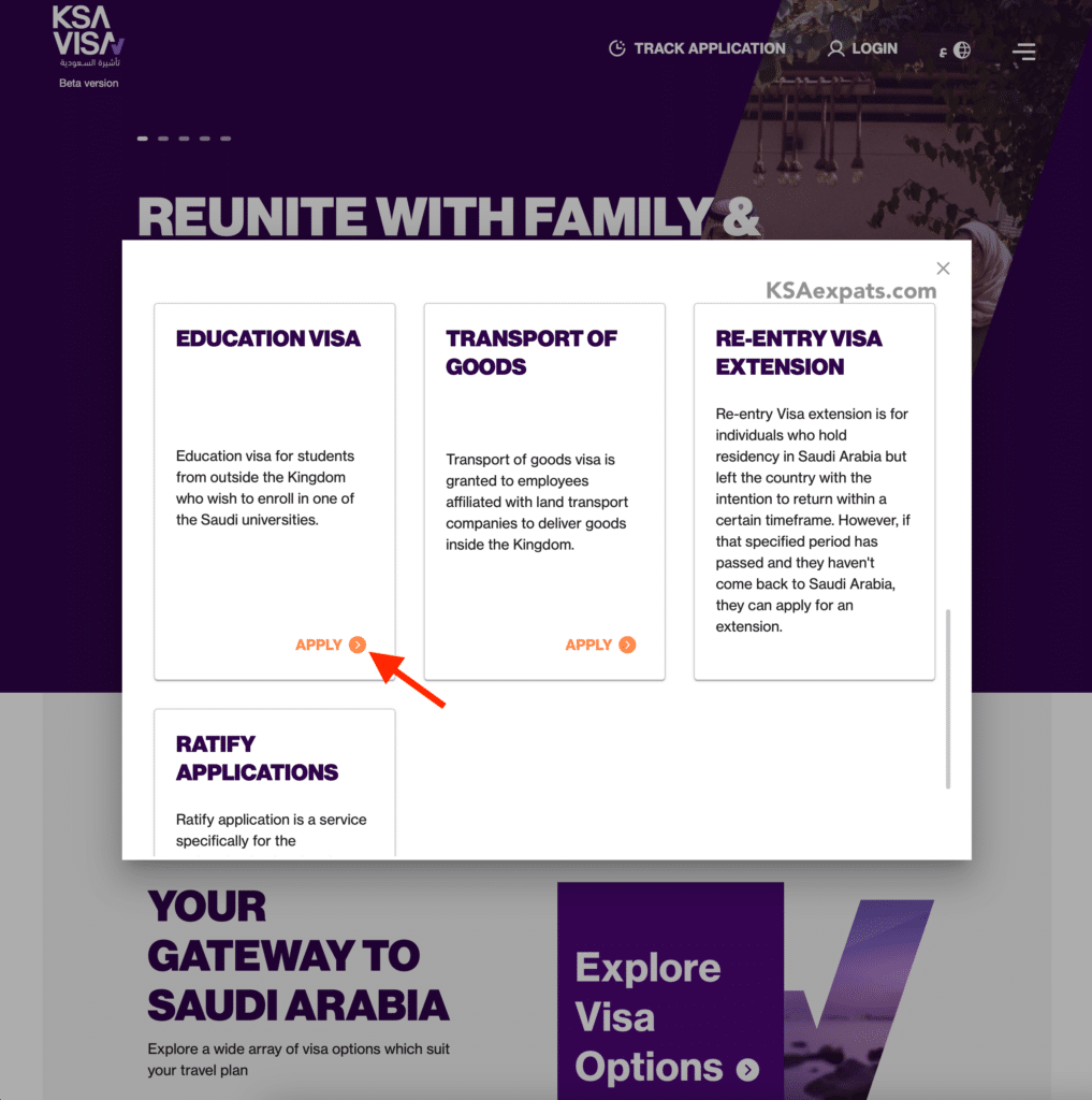 Saudi Education Visa Application