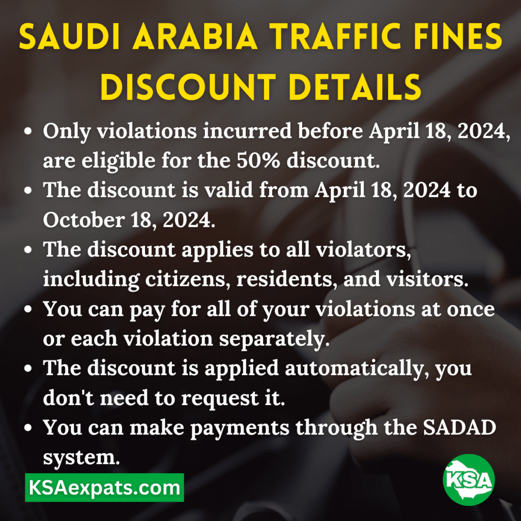 Saudi Arabia Traffic Fine Discount Details
