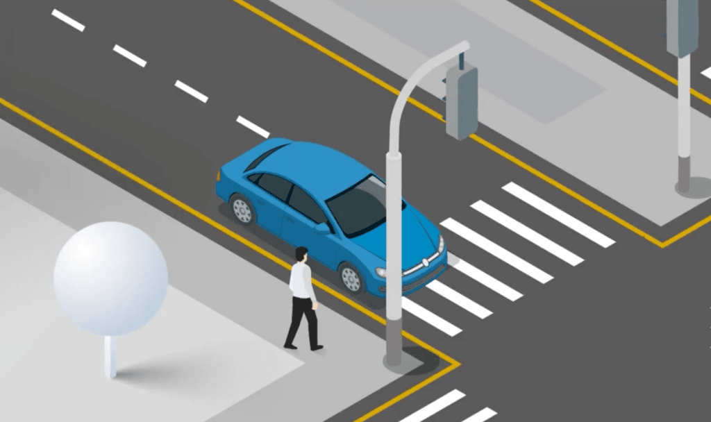 Parking at or near pedestrian crossings obstructs visibility and endangers those crossing the road. Keep these areas clear to maintain pedestrian safety.