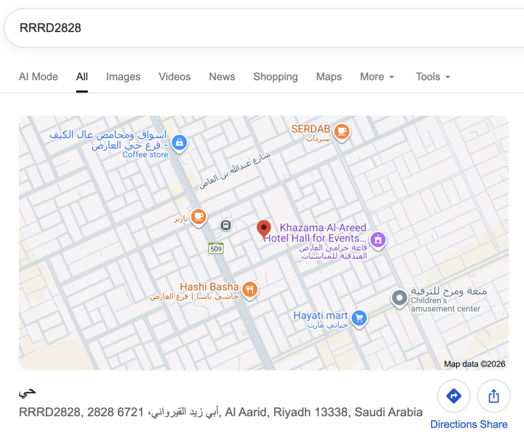 searching short address on google maps